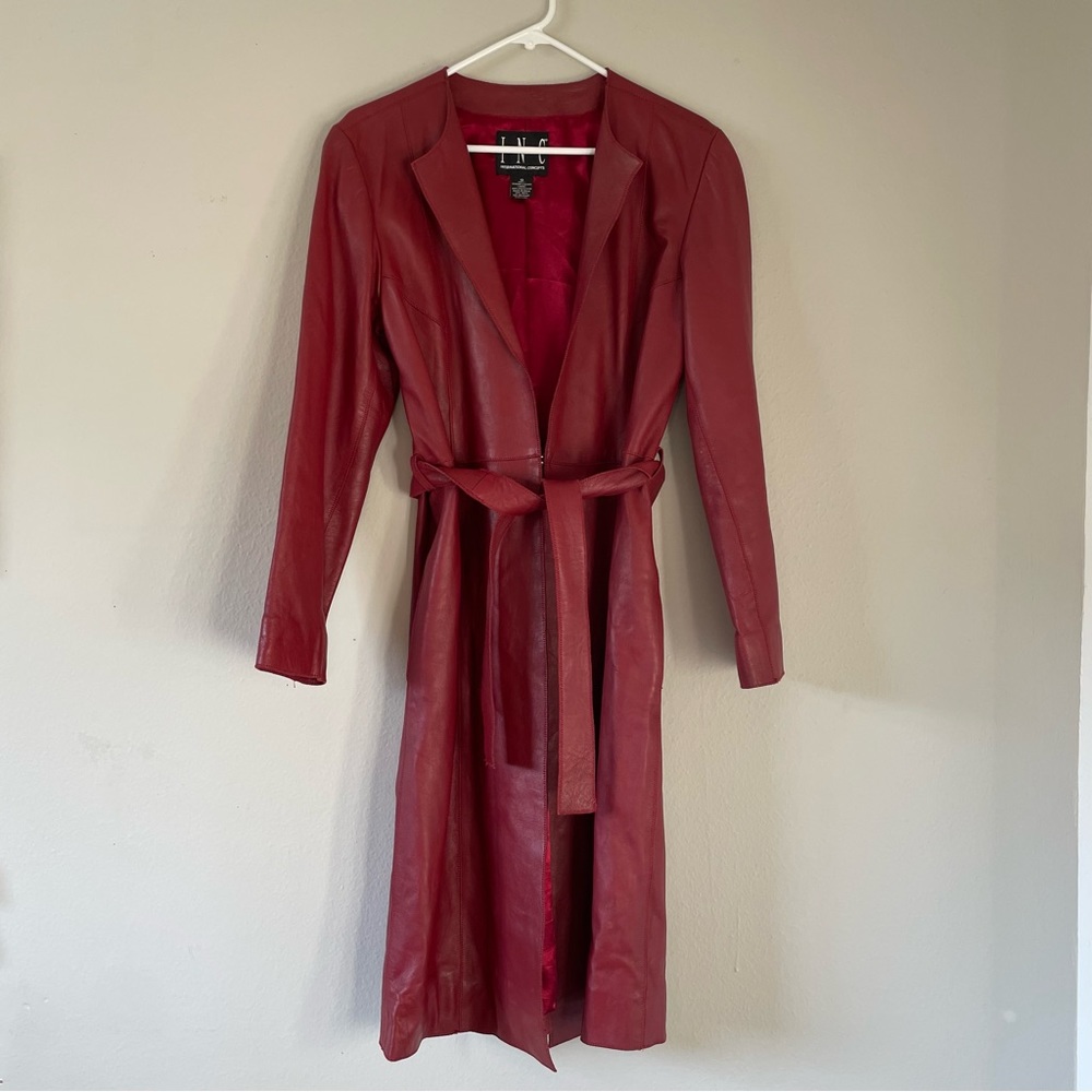 Red Leather INC International Concepts Coat Size 10